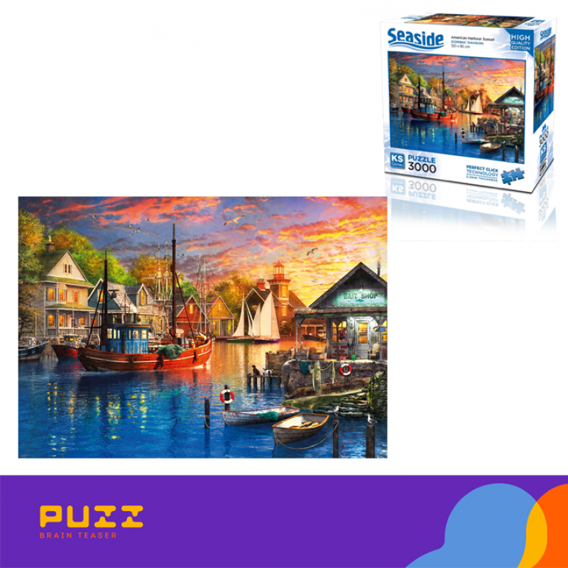 3000 დეტალიანი ფაზლი  - მზის ჩასვლა ამერიკულ ნავსადგურში