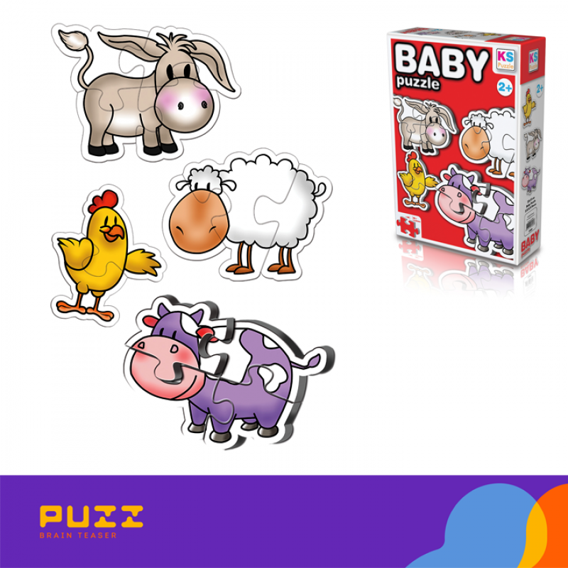 2,3 და 4 დეტალიანი საბავშვო ფაზლის ნაკრები - შინაური ცხოველები